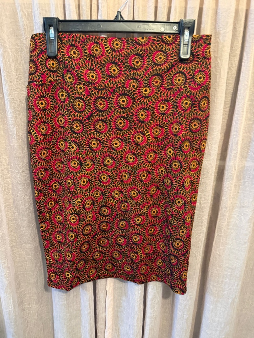 LuLaRoe Red and Yellow Sunburst Pencil Skirt
